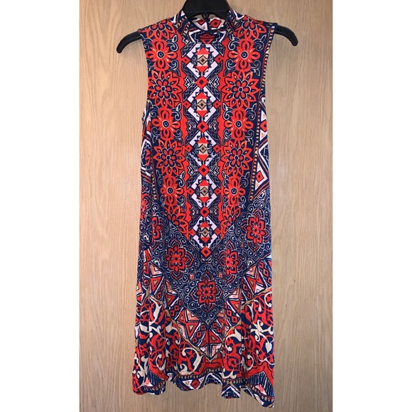 NEW! Sleeveless Patterned Dress w/ Mock Neck - Picture 3 of 6